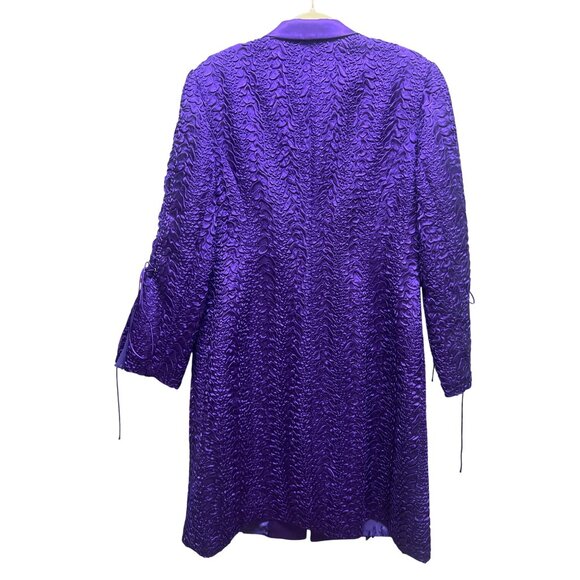 Donna Vinci Purple Textured Satin Trench Coat Dress Purple Rain - Picture 10 of 11